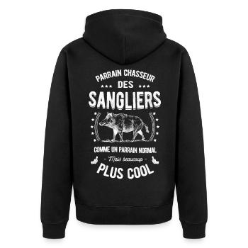 PARRAIN CHASSEUR DES SANGLIERS - Veste à capuche bio Premium Unisexe - noir - Dos - Nico (187cm)