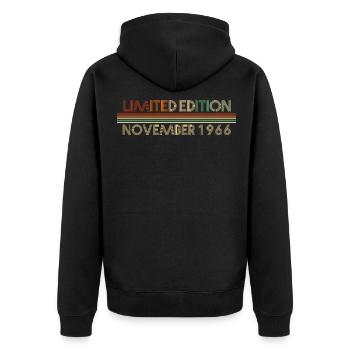 55th birthday November 1966 Gift idea - Unisex Premium Organic Zip Hoodie - black - Back - Nico (187cm)