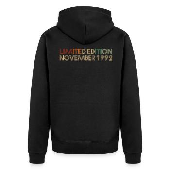 29th birthday November 1992 Gift idea - Unisex Premium Organic Zip Hoodie - black - Back - Nico (187cm)