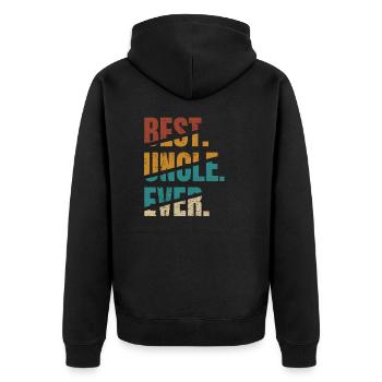 Best Uncle Ever Bester Onkel Patentante Vintage - Unisex Premium Bio Zip Hoodie - Schwarz - Hinten - Nico (187cm)