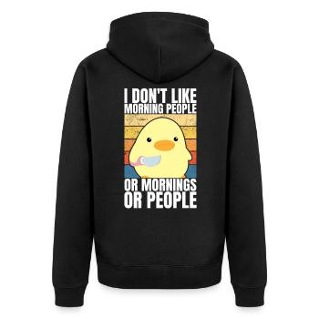 Duck With Knife Duck with Knife I hate people - Unisex Premium Organic Zip Hoodie - black - Back - Nico (187cm)