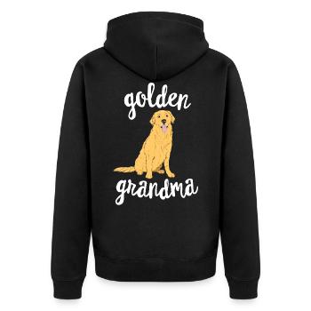 Golden Retriever Oma Pawma Hund Großeltern - Unisex Premium Bio Zip Hoodie - Schwarz - Hinten - Nico (187cm)