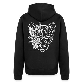 Jaguar Geometric Flowers - Unisex Premium Organic Zip Hoodie - black - Back - Nico (187cm)