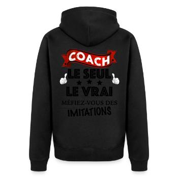 Coach cadeau pour mon coach - Veste à capuche bio Premium Unisexe - noir - Dos - Nico (187cm)