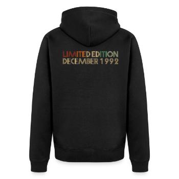 29th birthday December 1992 Gift idea - Unisex Premium Organic Zip Hoodie - black - Back - Nico (187cm)
