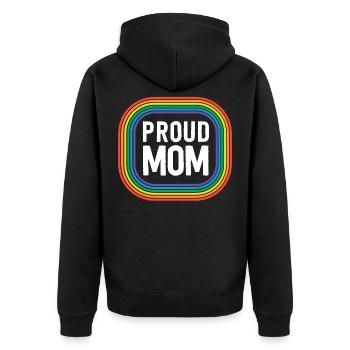 Stolze Mutter mit Pride Mutter Gay Pride Zeug LGBT - Unisex Premium Bio Zip Hoodie - Schwarz - Hinten - Nico (187cm)