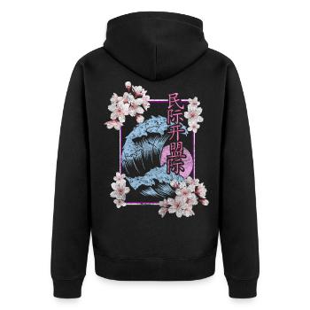 Cherry Blossom Asia Blossom Colorful - Unisex Premium Organic Zip Hoodie - black - Back - Nico (187cm)