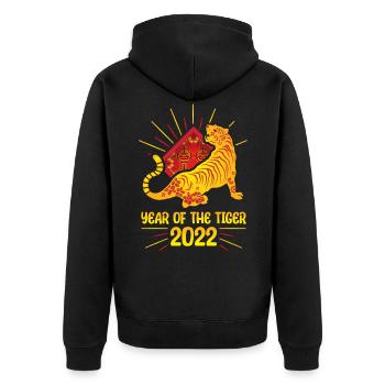 Bonne chance Joyeux Nouvel An chinois du Tigre 2022 - Veste à capuche bio Premium Unisexe - noir - Dos - Nico (187cm)