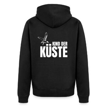 Kind der Küste mit Möwe für Kinder der Küste - Unisex Premium Bio Zip Hoodie - Schwarz - Hinten - Nico (187cm)