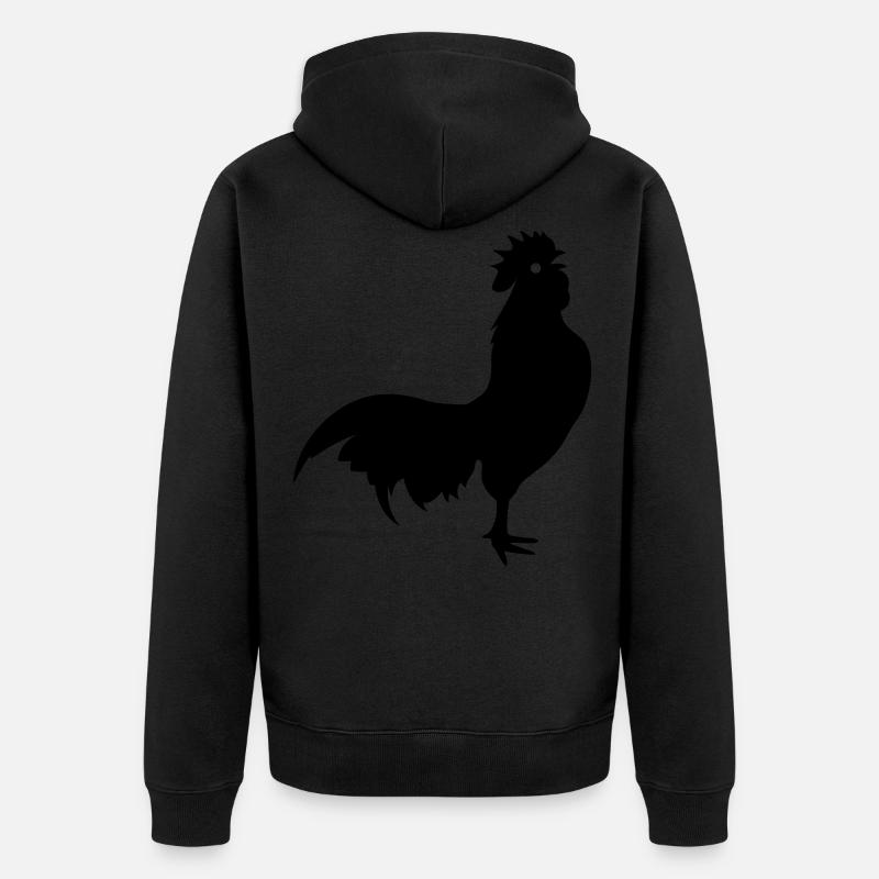 Hahn Tier silhouette - Unisex Premium Bio Zip Hoodie - Schwarz