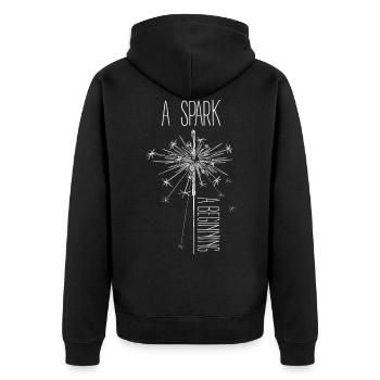 Ein Funke Ein beginnendes motivierendes Wunderkerzen-Design - Unisex Premium Bio Zip Hoodie - Schwarz - Hinten - Nico (187cm)