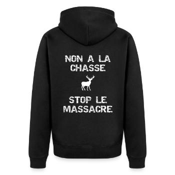 Anti-Chasse Stop le massacre - Veste à capuche bio Premium Unisexe - noir - Dos - Nico (187cm)