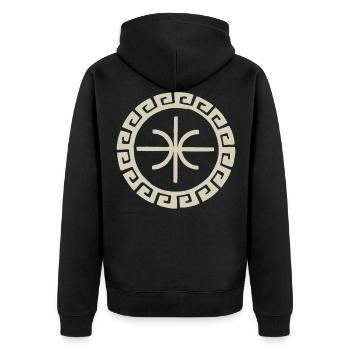Epsilon Delphes - Conception de symbole grec ancien - Veste à capuche bio Premium Unisexe - noir - Dos - Nico (187cm)