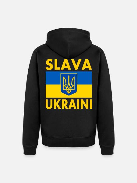 Slava ukraini - Unisex Premium Organic Zip Hoodie - black