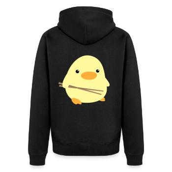 Duck with Chop Sticks - Duck with Chopstick Meme - Unisex Premium Organic Zip Hoodie - black - Back - Nico (187cm)