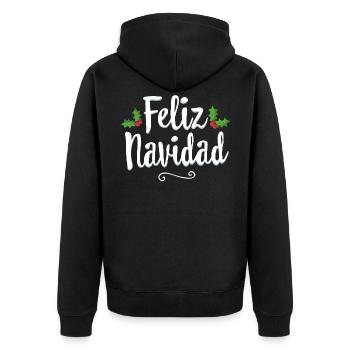 Vintage Feliz Navidad Retro Mexican Christmas - Unisex Premium Organic Zip Hoodie - black - Back - Nico (187cm)
