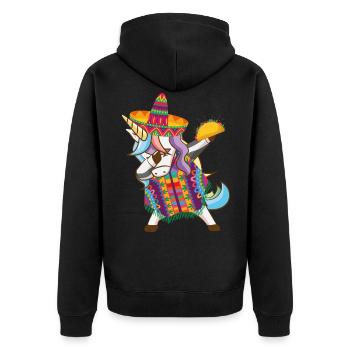 Mexican Dabbing Unicorn Cinco De Mayo with Taco - Unisex Premium Bio Zip Hoodie - Schwarz - Hinten - Nico (187cm)
