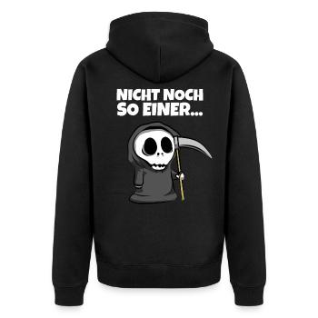 Nicht noch so einer... - Sensenmann Grim Reaper - Unisex Premium Bio Zip Hoodie - Schwarz - Hinten - Nico (187cm)
