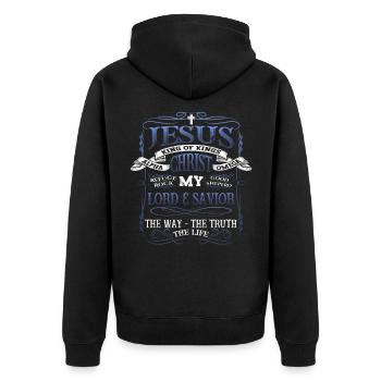 Jésus-Christ Chemise Verset de la Bible Je suis le chemin - Veste à capuche bio Premium Unisexe - noir - Dos - Nico (187cm)