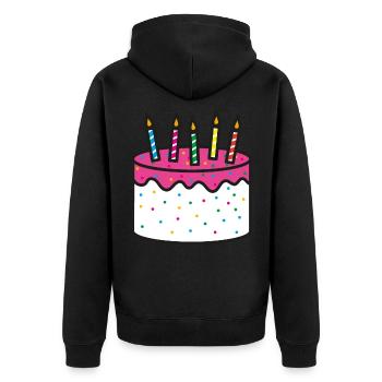Geburtstagskuchen Geschenkidee Geburtstag - Unisex Premium Bio Zip Hoodie - Schwarz - Hinten - Nico (187cm)
