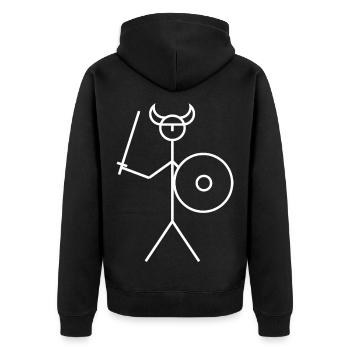 Viking - Unisex Premium Bio Zip Hoodie - Schwarz - Hinten - Nico (187cm)