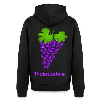rote Weintauben, Weintrauben, Tauben, Taube - Unisex Premium Bio Zip Hoodie - Schwarz - Hinten - Nico (187cm)