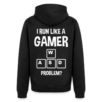 Gaming - Unisex Premium Organic Zip Hoodie - black - Back - Nico (187cm)