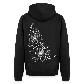 Large lilies with floral element. Summer time. - Unisex Premium Organic Zip Hoodie - black - Back - Nico (187cm)