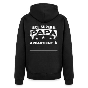 ce super papa appartient à prénom,personnalisé - Veste à capuche bio Premium Unisexe - noir - Dos - Nico (187cm)