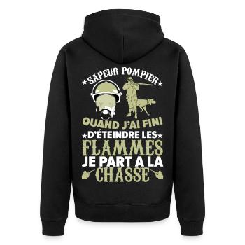 Sapeur pompier qui part à la chasse éteins flammes - Veste à capuche bio Premium Unisexe - noir - Dos - Nico (187cm)