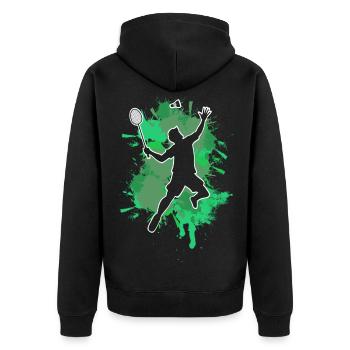 Badminton - Unisex Premium Bio Zip Hoodie - Schwarz - Hinten - Nico (187cm)