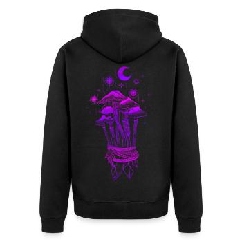 Pilze Magie Zauberpilze - Unisex Premium Bio Zip Hoodie - Schwarz - Hinten - Nico (187cm)