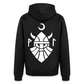 Symbole blanc du guerrier viking - Veste à capuche bio Premium Unisexe - noir - Dos - Nico (187cm)