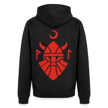 Symbole rouge du guerrier viking - Veste à capuche bio Premium Unisexe - noir - Dos - Nico (187cm)