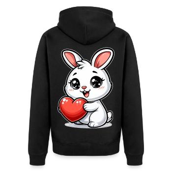 Cadeau de la Saint-Valentin lapin - Love & Romance - Veste à capuche bio Premium Unisexe - noir - Dos - Nico (187cm)