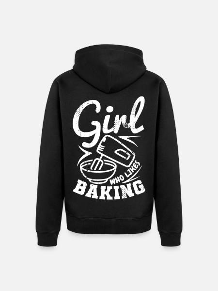 Mädchen, das gerne backt - Unisex Premium Bio Zip Hoodie - Schwarz