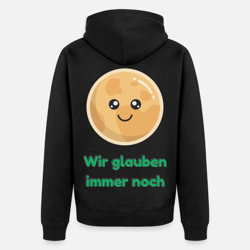 Wir glauben immer noch mit Pluto - Unisex Premium Bio Zip Hoodie - Schwarz