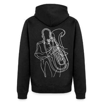 Dessin au trait du joueur de tuba - Veste à capuche bio Premium Unisexe - noir - Dos - Nico (187cm)