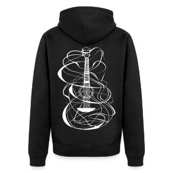 Ukulele Skizze - Unisex Premium Bio Zip Hoodie - Schwarz - Hinten - Nico (187cm)