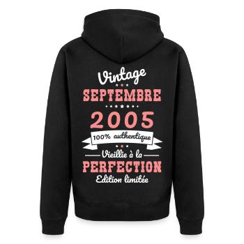 20th Anniversary - Vintage - September 2005 - Unisex Premium Organic Zip Hoodie - black - Back - Nico (187cm)