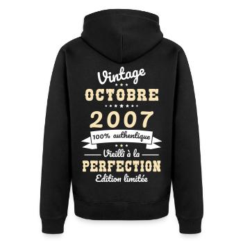 18th Birthday - Vintage - October 2007 - Unisex Premium Organic Zip Hoodie - black - Back - Nico (187cm)