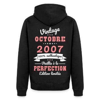 18th Birthday - Vintage - October 2007 - Unisex Premium Organic Zip Hoodie - black - Back - Nico (187cm)