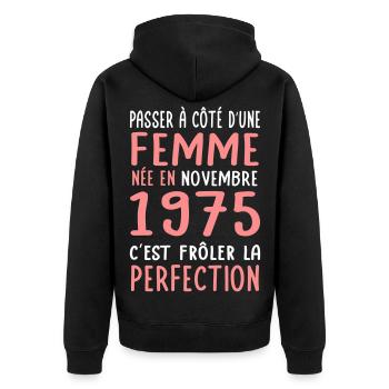 50th Anniversary - Born in November 1975 - Unisex Premium Organic Zip Hoodie - black - Back - Nico (187cm)