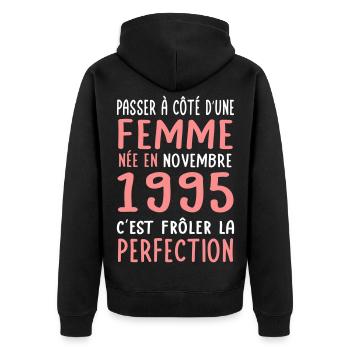 30th Birthday - Born in November 1995 - Unisex Premium Organic Zip Hoodie - black - Back - Nico (187cm)