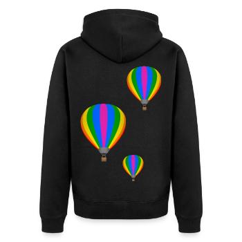 Fliegende Heißluftballons - Unisex Premium Bio Zip Hoodie - Schwarz - Hinten - Nico (187cm)