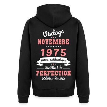 50 Years Anniversary - Vintage - November 1975 - Unisex Premium Organic Zip Hoodie - black - Back - Nico (187cm)