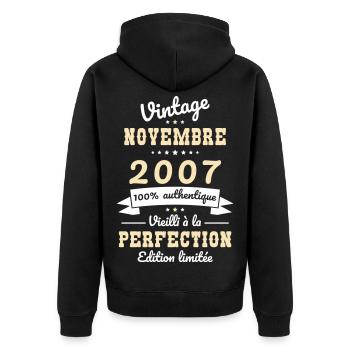 18th Birthday - Vintage - November 2007 - Unisex Premium Organic Zip Hoodie - black - Back - Nico (187cm)
