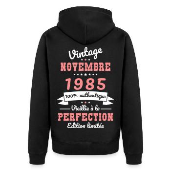 40 Years Anniversary - Vintage - November 1985 - Unisex Premium Organic Zip Hoodie - black - Back - Nico (187cm)