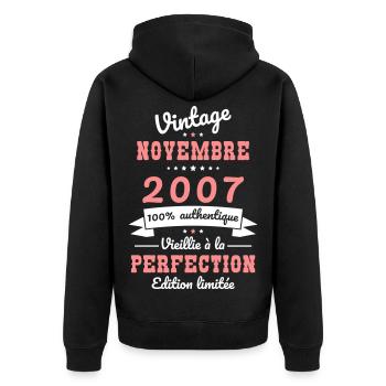 18th Birthday - Vintage - November 2007 - Unisex Premium Organic Zip Hoodie - black - Back - Nico (187cm)