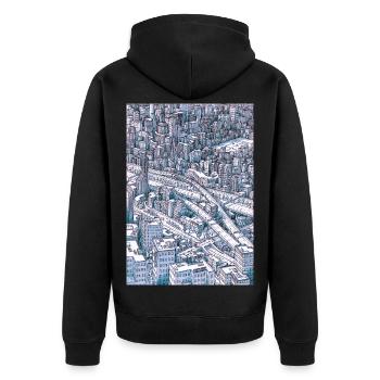 Central Park NYC - Unisex Premium Organic Zip Hoodie - black - Back - Nico (187cm)